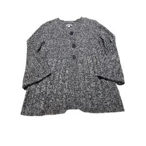 Croft & Barrow Women's Large Black Cardigan Sweater  3/4 Bell Sleeves & Buttons